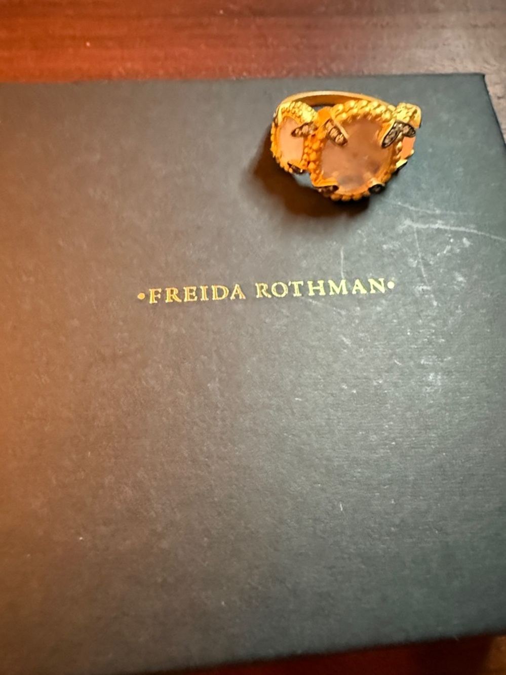 Freida Rothman Rose Quartz Ring Size 7 - Picture 4 of 5